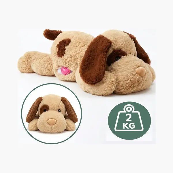 Casa Goods® Verzwaringsknuffel - Verzwaarde Knuffel Met Hartslag - Weighted Stuffed Animal - Zware Knuffel - Hond - 62cm - 2kg thumbnail