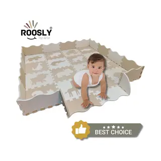 Roosly Speelmat Baby - Speelkleed Baby - Babygym - Foam Vloerpuzzel 145 X 145 Cm - Opstaande Rand - Inclusief Opbergtas - Speelgoed - Veilig & Zacht -