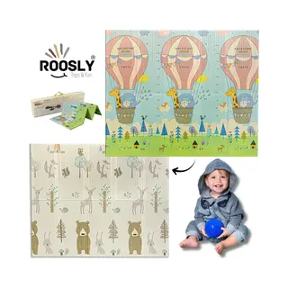 Roosly Speelmat Baby - Speelkleed Baby - Inclusief Opbergtas - Babygym - Dubbelzijdig En Opvouwbare Foam Xpe 180 X 200 Cm - Speelgoed - Veilig & Zacht