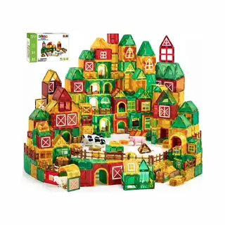 Olvy Magnetic Tiles - Speelgoed - 80 Stuks - Boerderij - Magnetische Tegels - Educatief & Constructie - Montessori - Bouwstenen - Blokken - Magna Wereld -
