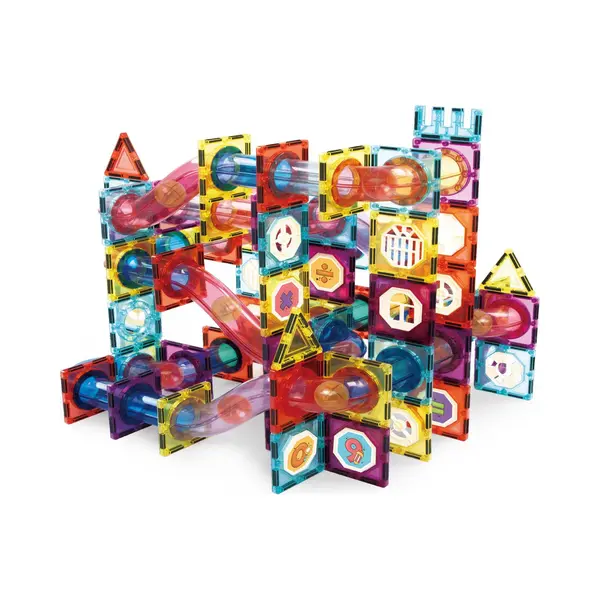 Olvy Magnetic Blocks Montessori Toy, Marble Run, 100 Magnet Tiles For Kids, Magnetic Construction Toy For Ages 3+, Smart Playground Blocks, Magnetics thumbnail