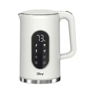 Olvy Elektrischer Wasserkocher 1, 7L Mit Temperaturkontrolle – Schnellkochender Edelstahl Heißwasserkocher, 2200W, Warmhaltefunktion,