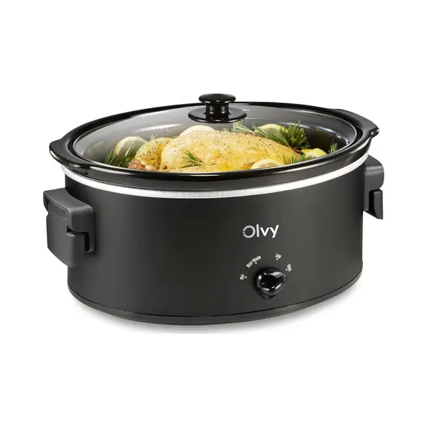 Olvy Slow Cooker 6L Schongarer Keramik-Innentopf 3 Stufen Low High Warm Faltbare Griffe Familie Meal Prep thumbnail