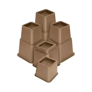 JustValue Verstelbare Meubelverhoger Set - Stoelverhogers - Bedklossen - Tafelverhoger - Tafelpoot - Verhoogt Met 8, 13 Of 20 Cm - Max. 600 Kg - Bruin