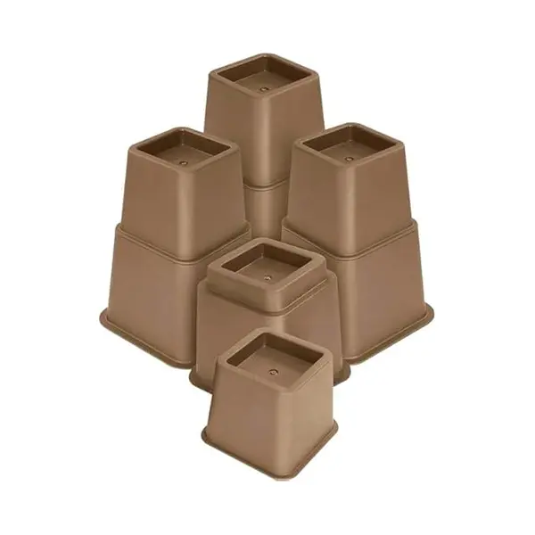 JustValue Verstelbare Meubelverhoger Set - Stoelverhogers - Bedklossen - Tafelverhoger - Tafelpoot - Verhoogt Met 8, 13 Of 20 Cm - Max. 600 Kg - Bruin thumbnail