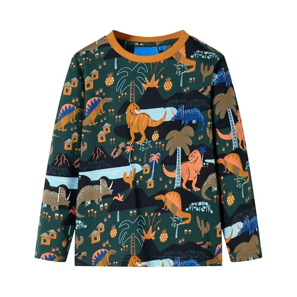 VidaXL Kinderpyjama Mit Langen Ärmeln Dunkelgrün 92 thumbnail