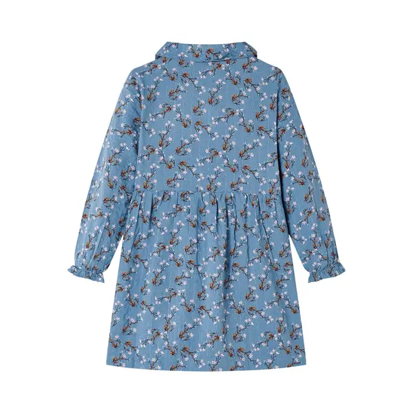 VidaXL, Mädchen, Kleider, Kinderkleid Mit Langen Ärmeln Petrolblau 116, Material, 50, Blau, (116) thumbnail