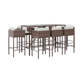 VidaXL 9-tlg. Gartenbar-Set Mit Kissen Braun Poly Rattan
