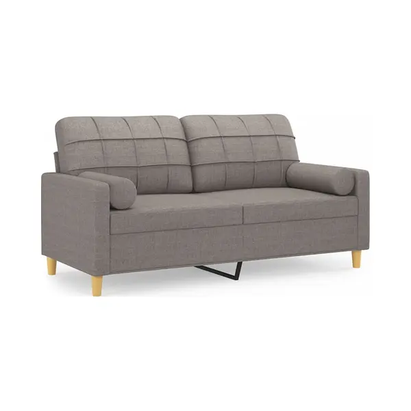 2-sitzer-sofa Mit Zierkissen Taupe 140 Cm Stoff - Vidaxl thumbnail