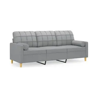 3-sitzer-sofa Mit Zierkissen Hellgrau 180 Cm Stoff - Vidaxl