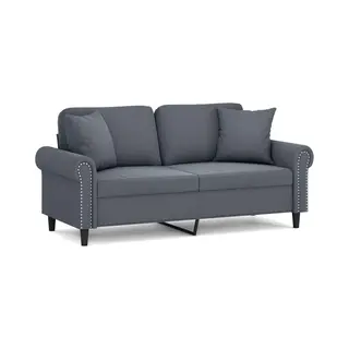 2-sitzer-sofa Mit Zierkissen Dunkelgrau 140 Cm Samt - Vidaxl