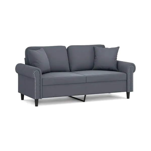 2-sitzer-sofa Mit Zierkissen Dunkelgrau 140 Cm Samt - Vidaxl thumbnail