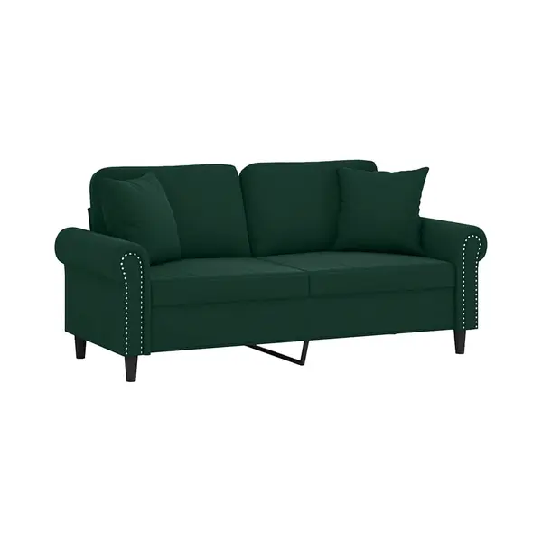 VidaXL 2-Sitzer-Sofa Mit Zierkissen Dunkelgrün 140 Cm Samt thumbnail