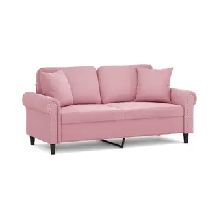 VidaXL 2-Sitzer-Sofa Mit Zierkissen Rosa 140 Cm Samt