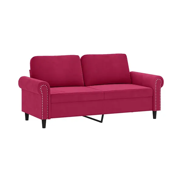 2-sitzer-sofa Mit Zierkissen Weinrot 140 Cm Samt Vidaxl thumbnail