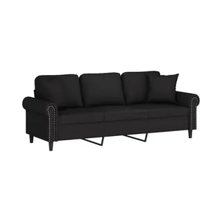 VidaXL 3-Sitzer-Sofa Mit Zierkissen Schwarz 180 Cm Samt