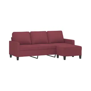 3-sitzer-sofa Mit Hocker Weinrot 180 Cm Stoff Vidaxl