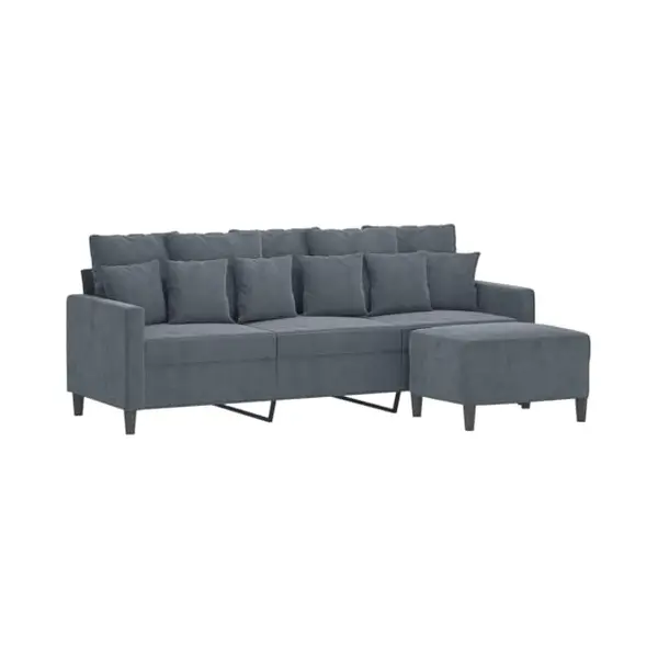 3-sitzer-sofa Mit Hocker Dunkelgrau 180 Cm Samt Vidaxl 97858 thumbnail