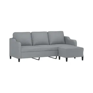 3-sitzer-sofa Mit Hocker Hellgrau 180 Cm Stoff - Vidaxl
