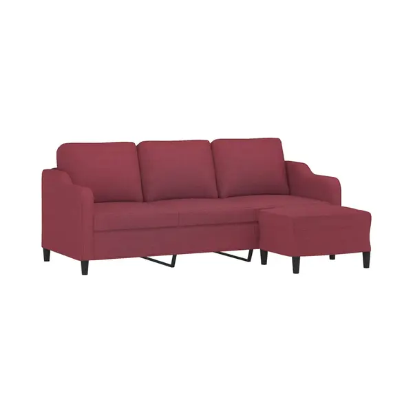 VidaXL 3-Sitzer-Sofa Mit Hocker Weinrot 180 Cm Stoff thumbnail