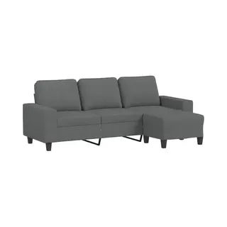 3-sitzer-sofa Mit Hocker Dunkelgrau 180 Cm Stoff - Vidaxl