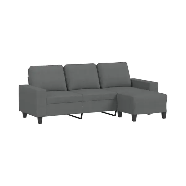 3-sitzer-sofa Mit Hocker Dunkelgrau 180 Cm Stoff - Vidaxl thumbnail
