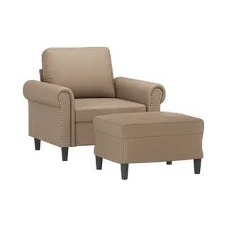 VidaXL Sessel Mit Hocker Cappuccino-Braun 60 Cm Kunstleder