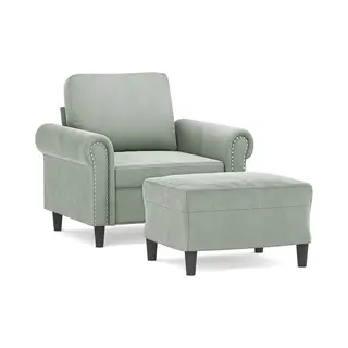 Sessel Mit Hocker Hellgrau 60 Cm Samt Vidaxl