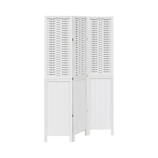 VidaXL White 3-Panel Room Divider - Paulownia Wood & Bamboo Privacy Screen, 110x180cm For Bedroom/Office/Living Room