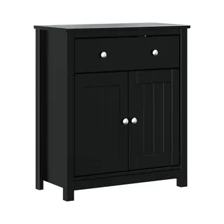 Badschrank Berg Schwarz 69, 5x34x80 Cm Massivholz Kiefer Vidaxl