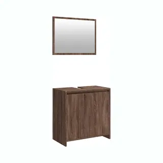 VidaXL 2-tlg. Badmöbel-Set Braun Eichen-Optik Holzwerkstoff