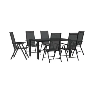 VidaXL 7-tlg. Garten-Essgruppe Schwarz Aluminium
