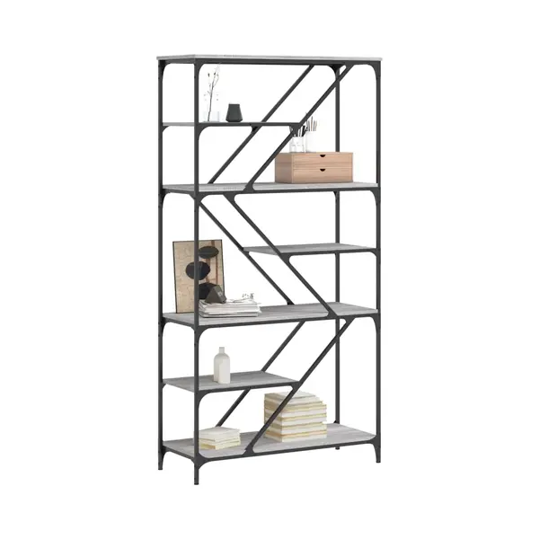 VidaXL Bücherregal Grau Sonoma 91x36x176 Cm Holzwerkstoff Und Stahl thumbnail