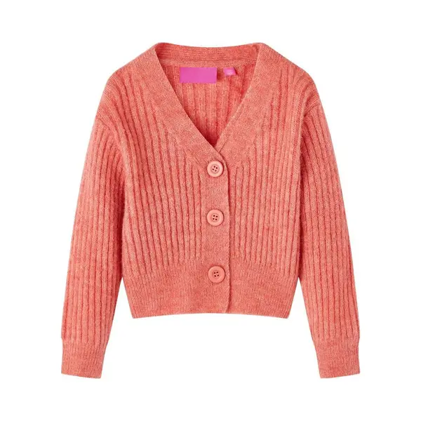 VidaXL Kinder-Strickjacke Mädchen Langarm Pullover Kinderjacke Jacke Mittelrosa 116 thumbnail