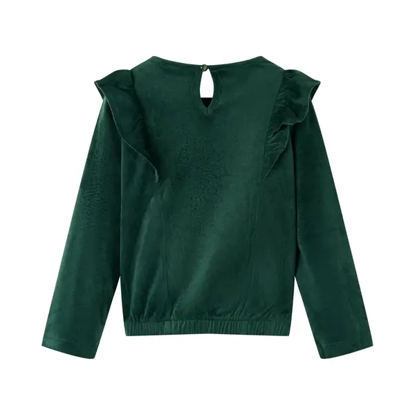VidaXL Kinderbluse Mit Rüschen Dunkelgrün 140 thumbnail