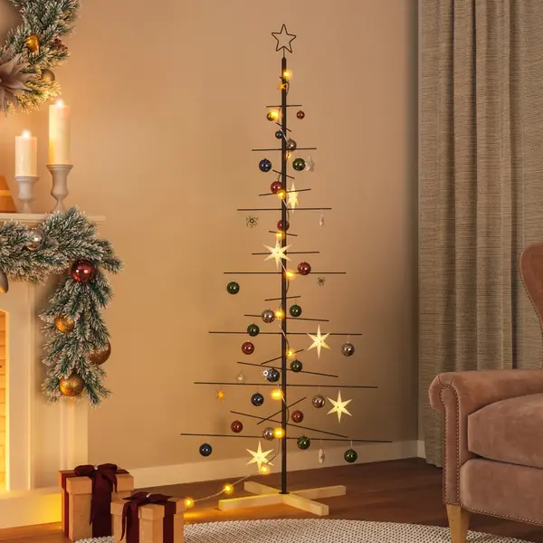 VidaXL Weihnachtsbaum Metall Mit Holzständer Schwarz 180 Cm thumbnail