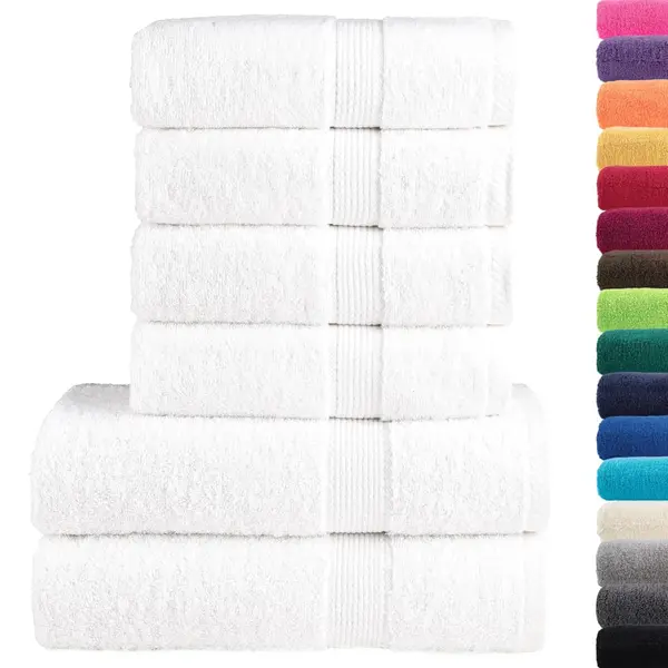 VidaXL 6-delige Handdoekenset Solund 600 G/m² Wit thumbnail