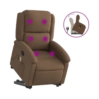 VidaXL Massagesessel Mit Aufstehhilfe Braun Stoff