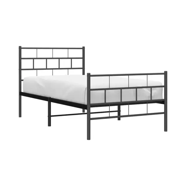 Bettgestell Mit Kopf- Und Fußteil Metall Schwarz 100x200 Cm Vidaxl thumbnail