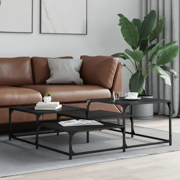 Couchtisch Schwarz 107x107x40 Cm Holzwerkstoff Vidaxl thumbnail