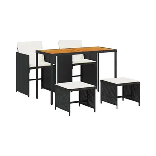 VidaXL - 5-delige - Tuinset - Met - Kussens - Poly - Rattan - Zwart