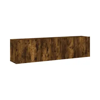 VidaXL Wall-mounted Tv Cabinets In Stylish Smoked Oak Finish - Engineered Wood Construction With Ample Storage Space - Set Includes 2 Units -
