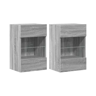 Vidaxl Tv-wandschränke Mit Led-leuchten 2 Stk. Grau Sonoma