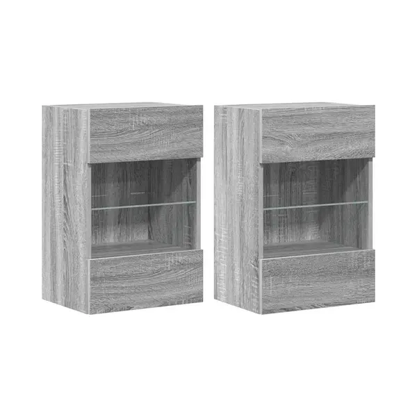 Vidaxl Tv-wandschränke Mit Led-leuchten 2 Stk. Grau Sonoma thumbnail