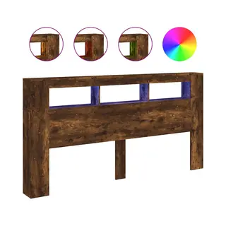 Led-kopfteil Räuchereiche 200x18, 5x103, 5 Cm Holzwerkstoff Vidaxl