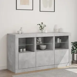 VidaXL Sideboard Mit Led-Leuchten Betongrau 123x37x67 Cm