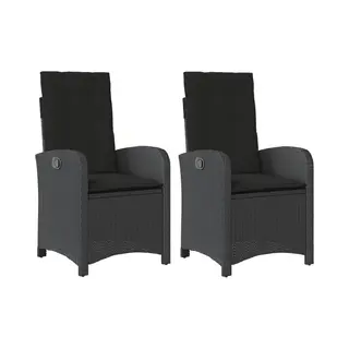 Vidaxl - Gartensessel Mit Kissen 2 Stk. Verstellbar Schwarz Poly Rattan