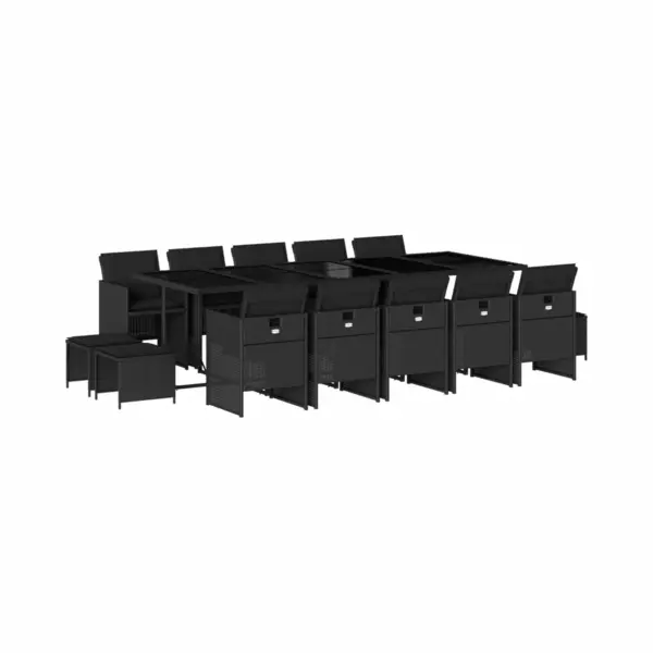 15-tlg. Garten-essgruppe Mit Kissen Schwarz Poly Rattan Vidaxl thumbnail