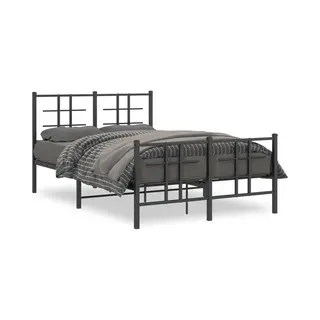Bettgestell Mit Kopf- Und Fußteil Metall Schwarz 120x190 Cm Vidaxl