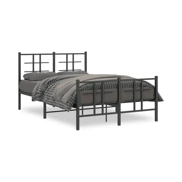 Bettgestell Mit Kopf- Und Fußteil Metall Schwarz 120x190 Cm Vidaxl thumbnail